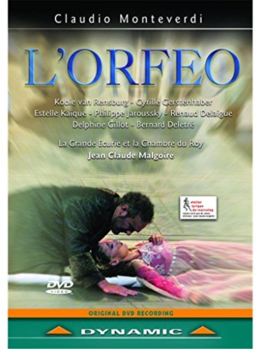 DVD cover for Monteverdi’s L’Orfeo opera, featuring performers in costume.