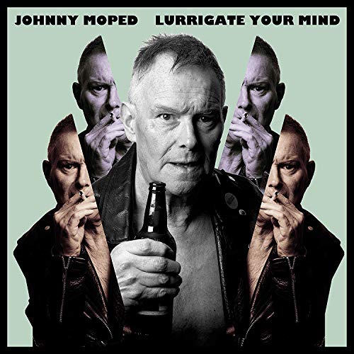 Black and white album cover featuring a man with a mohawk and beer bottle.