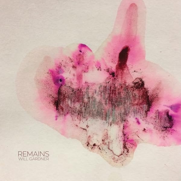 Abstract pink and purple watercolor wash with album title "Remains" below.