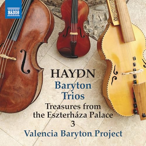 CD cover featuring three stringed instruments and “Haydn Baryton Trios” text.
