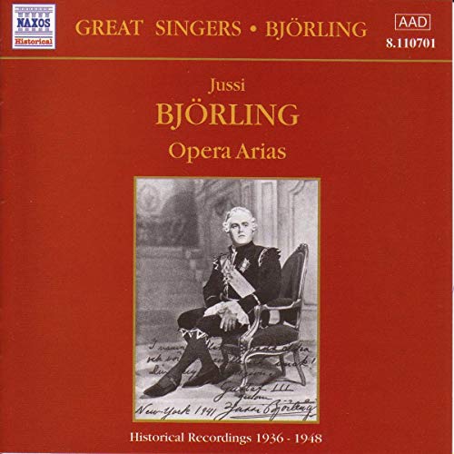 Red CD case featuring Jussi Björling’s portrait and “Opera Arias” title.