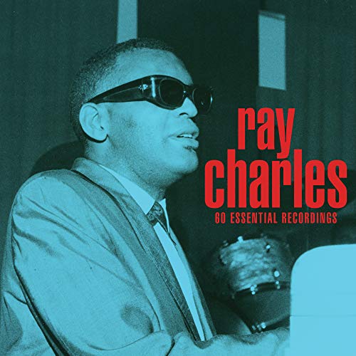 Ray Charles in sunglasses, album cover for "60 Essential Recordings.