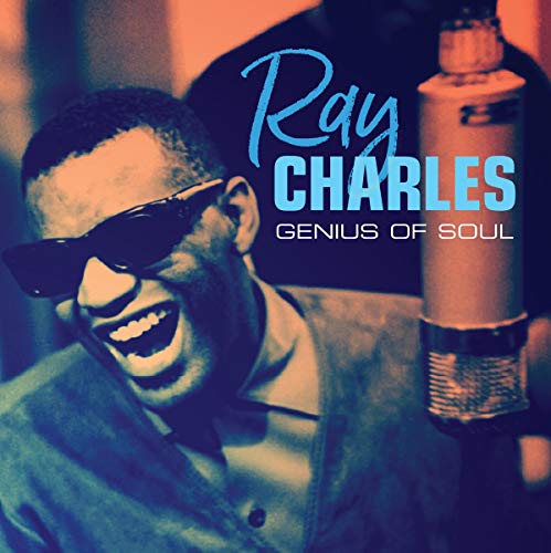 Ray Charles album cover featuring the singer at a microphone.