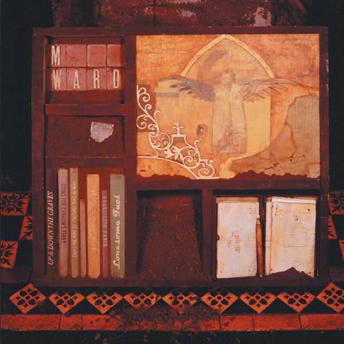 M. Ward "Transistor Radio" CD cover: rustic cabinet with artwork and books.