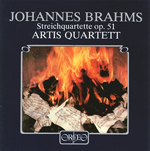 CD cover for Brahms string quartets by Artis Quartett, featuring a fireplace.