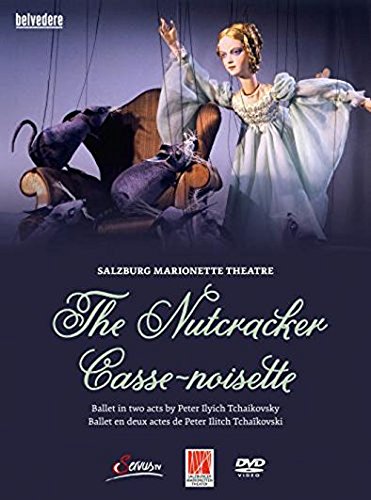 DVD cover for Tchaikovsky’s *The Nutcracker* featuring marionettes of a ballerina and mice.