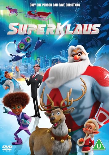 Superklaus" DVD cover featuring Santa, a boy, and a robot in a city.