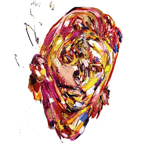 Abstract portrait of a person with vibrant pink, gold, and yellow brushstrokes.