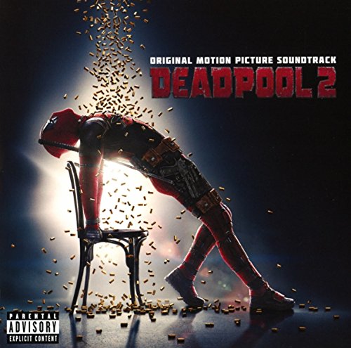 Deadpool 2 soundtrack CD cover with a stylized image of Deadpool amidst bullets.