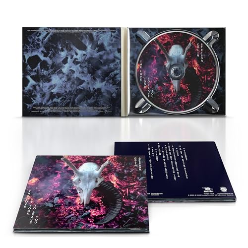 CD case open displaying abstract artwork featuring a ram skull and red tones.