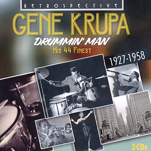 Gene Krupa CD cover with photos of the drummer and jazz musicians.