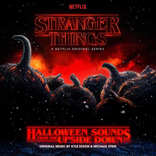 Stranger Things: Halloween Sounds vinyl album cover with Demogorgon-like pumpkins.