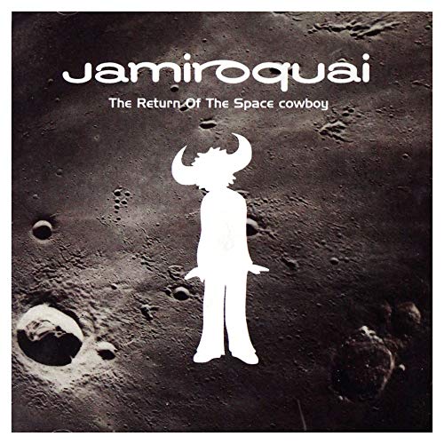 Jamiroquai album cover: lunar surface with a white cowboy silhouette.
