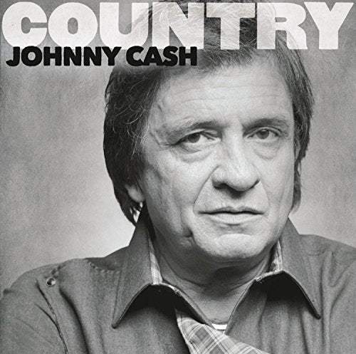 Black and white portrait of Johnny Cash on a CD cover.