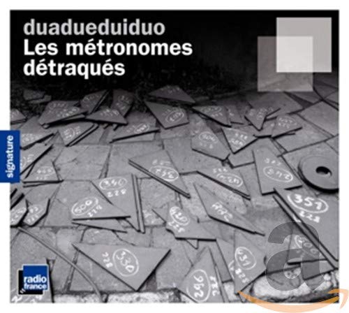 CD cover with fragmented metronomes and handwritten numbers on a dark background.
