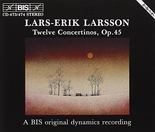 CD case for Lars-Erik Larsson’s “Twelve Concertinos, Op.45” with a winter landscape.