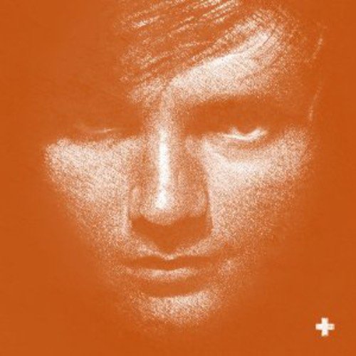Close-up of Ed Sheeran’s face in a grainy, orange-toned sketch.