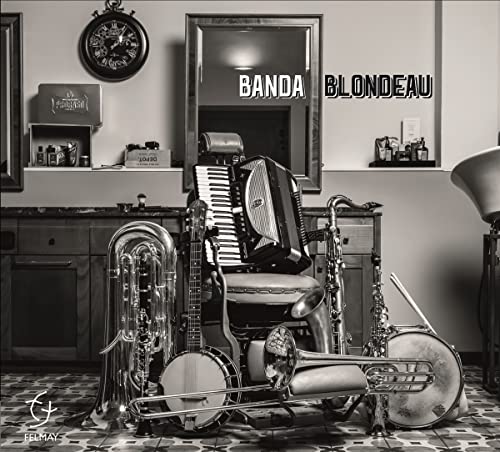 CD cover featuring musical instruments in a vintage barbershop setting.