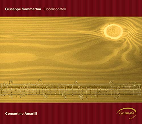 CD cover for Giuseppe Sammartini’s Oboensonaten with gold abstract design.