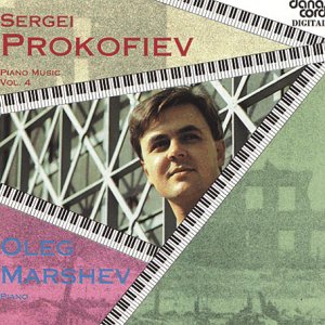 CD cover featuring pianist Oleg Marshev and abstract piano key design.