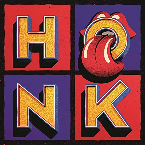 Album cover for The Rolling Stones' "Honk" with tongue and lips logo.