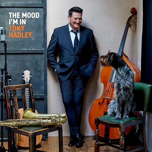 Tony Hadley album cover featuring a man, dog, and musical instruments.