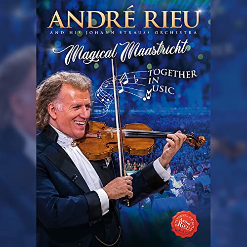 André Rieu playing violin on DVD cover, crowd in background.