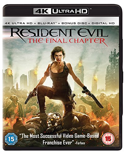 Blu-ray cover for "Resident Evil: The Final Chapter" featuring Milla Jovovich.