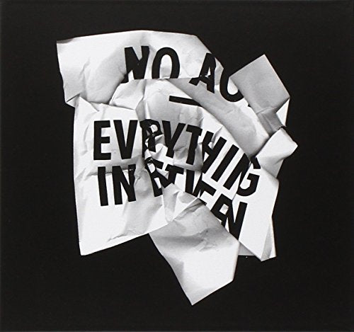 Black and white CD cover with crumpled text: "NO AGE Everything In Between".
