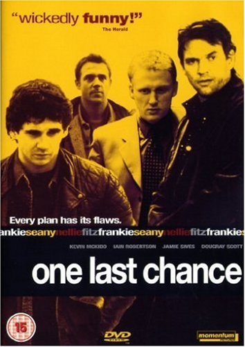 DVD cover for “One Last Chance” featuring four men in a yellow-toned image.