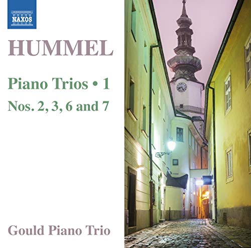 CD cover for Hummel Piano Trios featuring a European street scene.