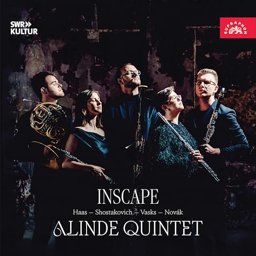 Alinde Quartet album cover featuring five musicians with instruments.