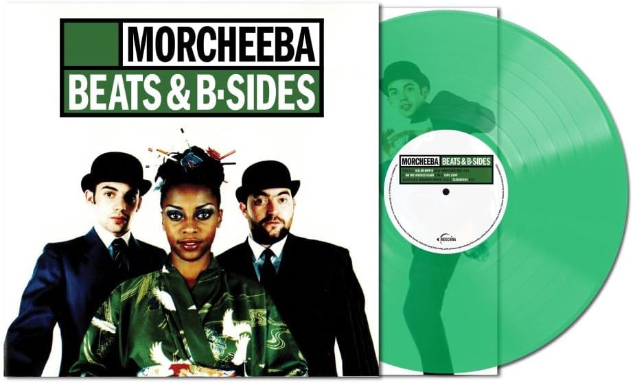 Morcheeba “Beats & B-sides” green vinyl record with album cover art.