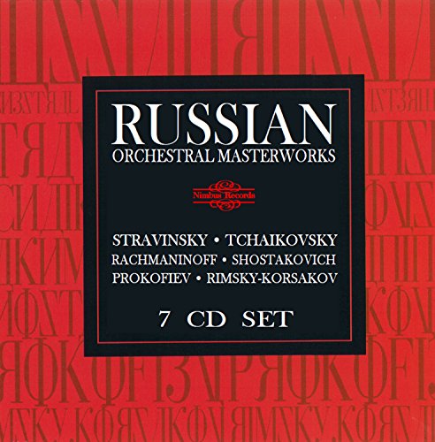 Red CD case with white text: "Russian Orchestral Masterworks," 7 CD set.