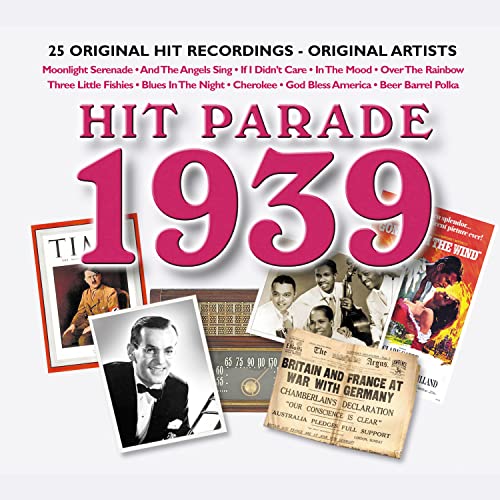 CD cover for "Hit Parade 1939" with vintage photos and newspaper clippings.