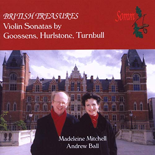 CD cover: British Treasures violin sonatas with castle backdrop and musicians.