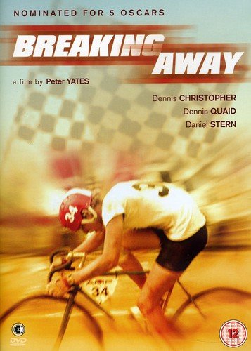 DVD cover for "Breaking Away" featuring a cyclist in motion.