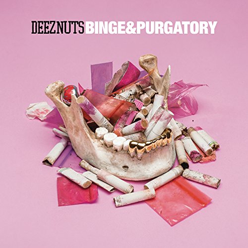 Album cover: skull with gold teeth, cigarettes, and pink debris.