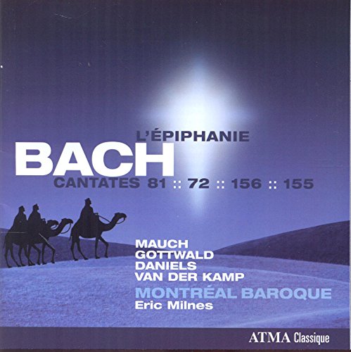 CD cover for Bach cantatas featuring three figures on camels in a desert.