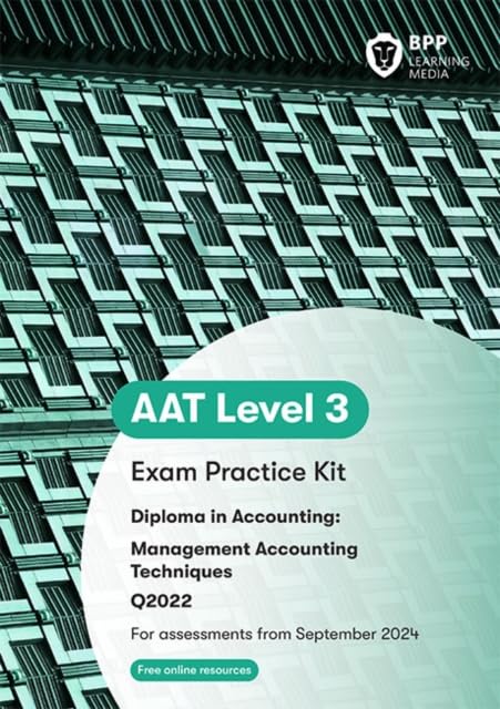 AAT Level 3 Exam Practice Kit textbook cover with green geometric pattern.
