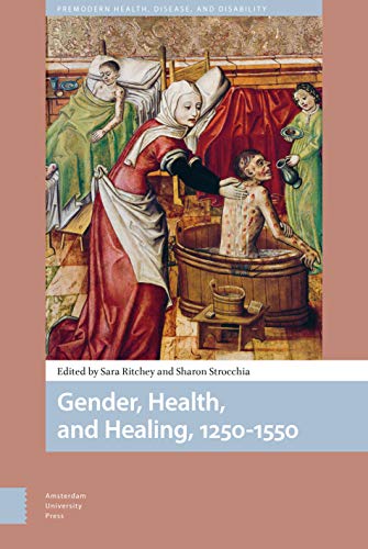 Book cover depicting a medieval scene of medical care and healing.