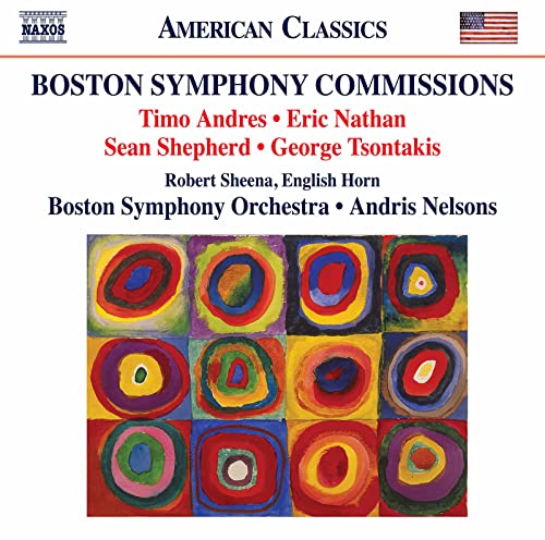 CD cover featuring colorful abstract circles and text listing composers and performers.