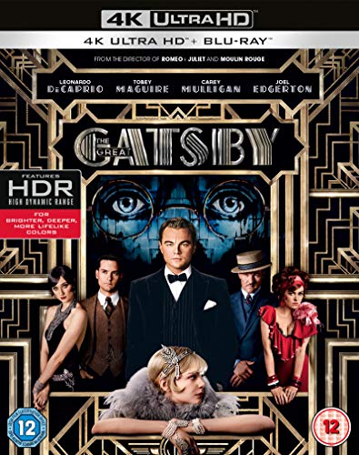 “The Great Gatsby” Blu-ray cover featuring Leonardo DiCaprio and Carey Mulligan.