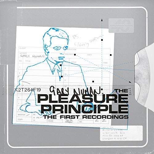 CD cover for Gary Numan’s “The Pleasure Principle” with sketched portrait.