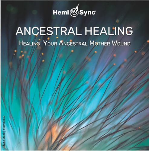 CD cover for “Ancestral Healing” with abstract blue and orange imagery.