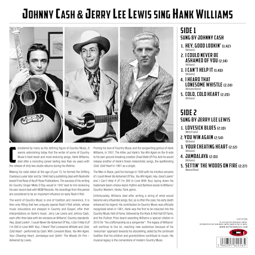 Vinyl record cover featuring Johnny Cash, Jerry Lee Lewis, and Hank Williams.