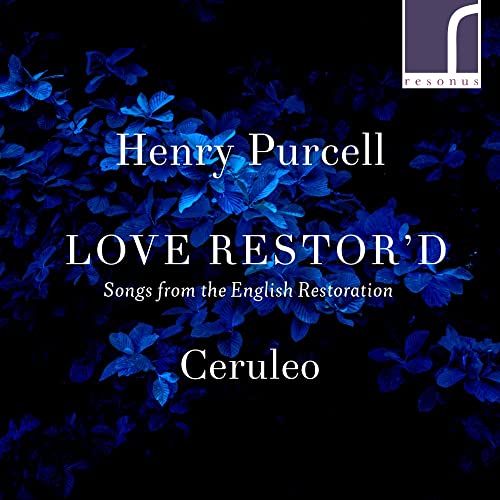 CD cover for Henry Purcell’s “Love Restor’d” with blue butterfly imagery.