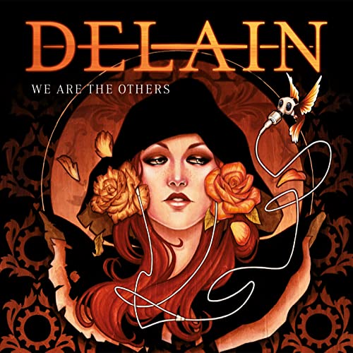 Album cover art featuring a woman with red hair, roses, and stylized headphones.