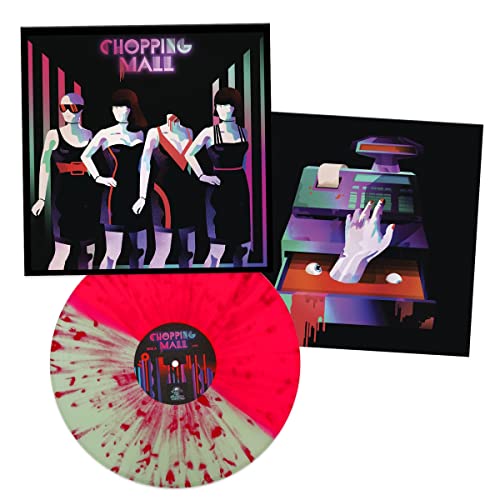 Chopping Mall" vinyl record with red and yellow splatter effect, cover art shown.