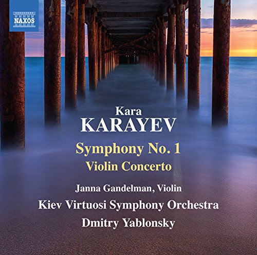 CD cover for Karayev's Symphony No. 1, featuring a pier over water.